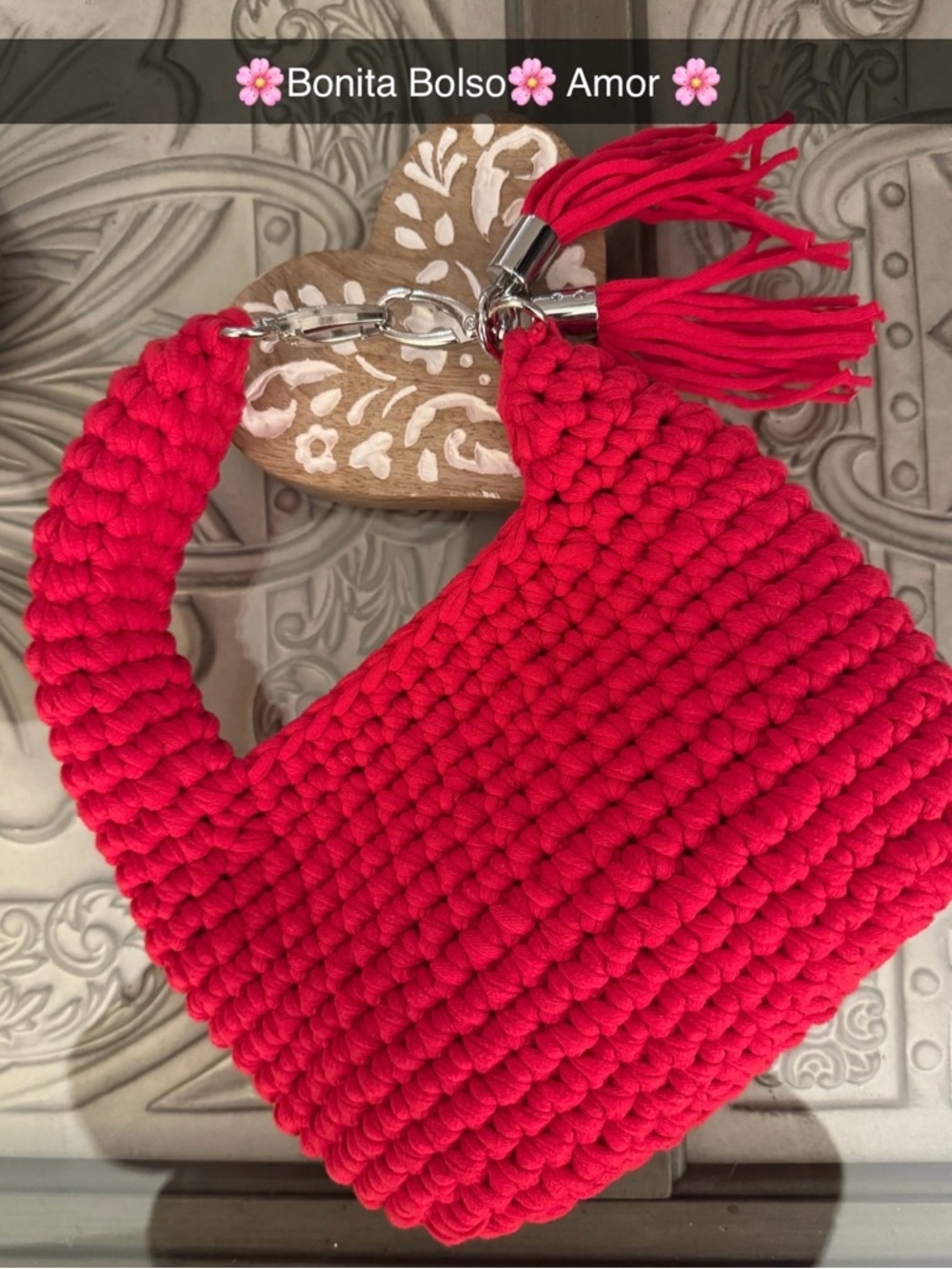 Bonita Bolso Red Tote Bag with Tassel Accent by Yvonne free Bonitas nails